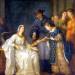 Saint Louis, King of France, handing the regency to his mother Blanche of Castile